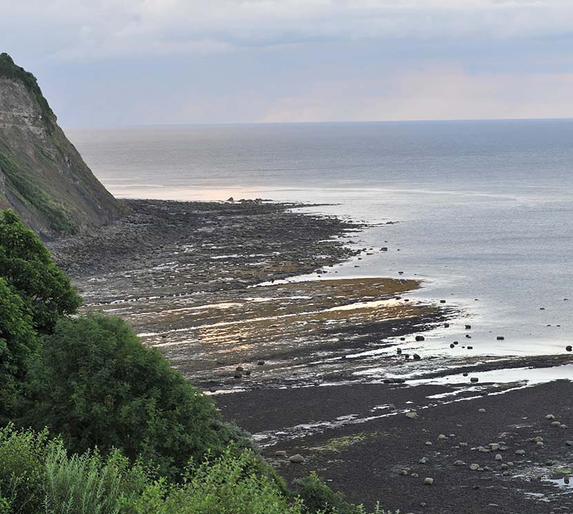 Bay Ness, Robin Hoods Bay, in the evening light at low tide