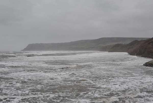"Boiling" sea in Robin Hoods Bay - March 23,2013